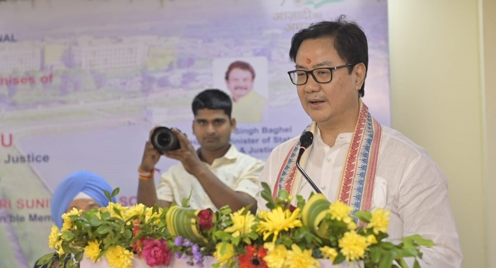 Shri Kiren Rijiju, Hon'ble Union Minister of Law & Justice addressing on the occasion of inauguration of new office premises of ITAT, Raipur Bench on 4th June 2022.                                                                                           